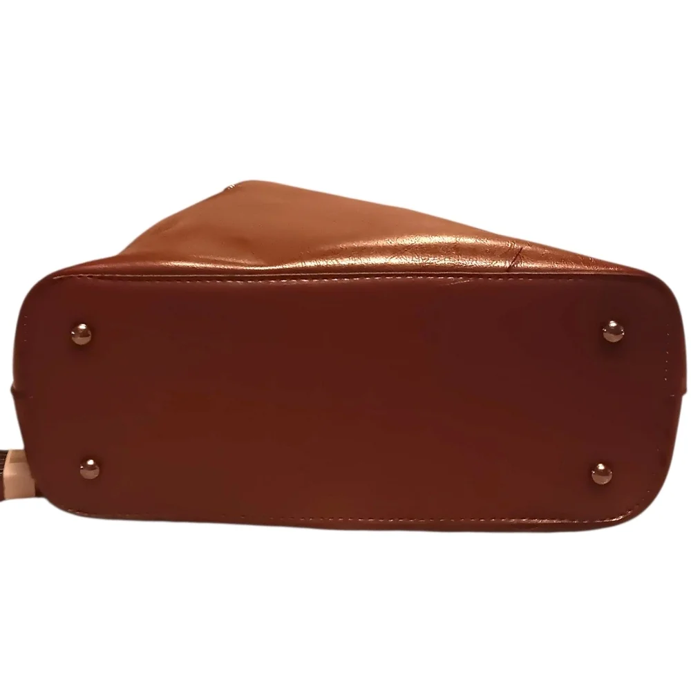 NWOT Brown/Burgundy Vegan Leather Bag - Picture 6 of 7